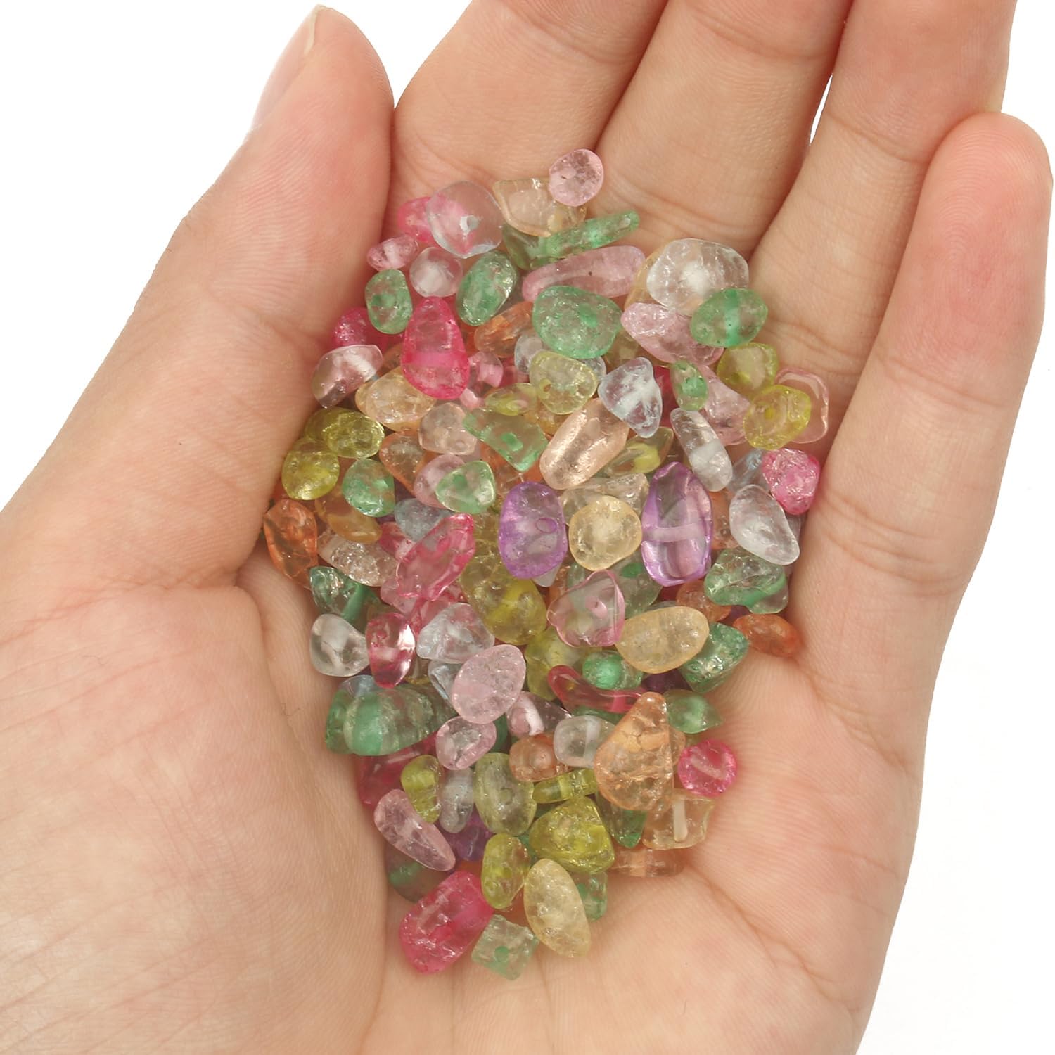 32in 4-6mm Crystal Chip Glass Beads for Jewelry Making About 330pcs, Irregular Drilled Colorful Beads for Bracelets, DIY Crafts - Image 3