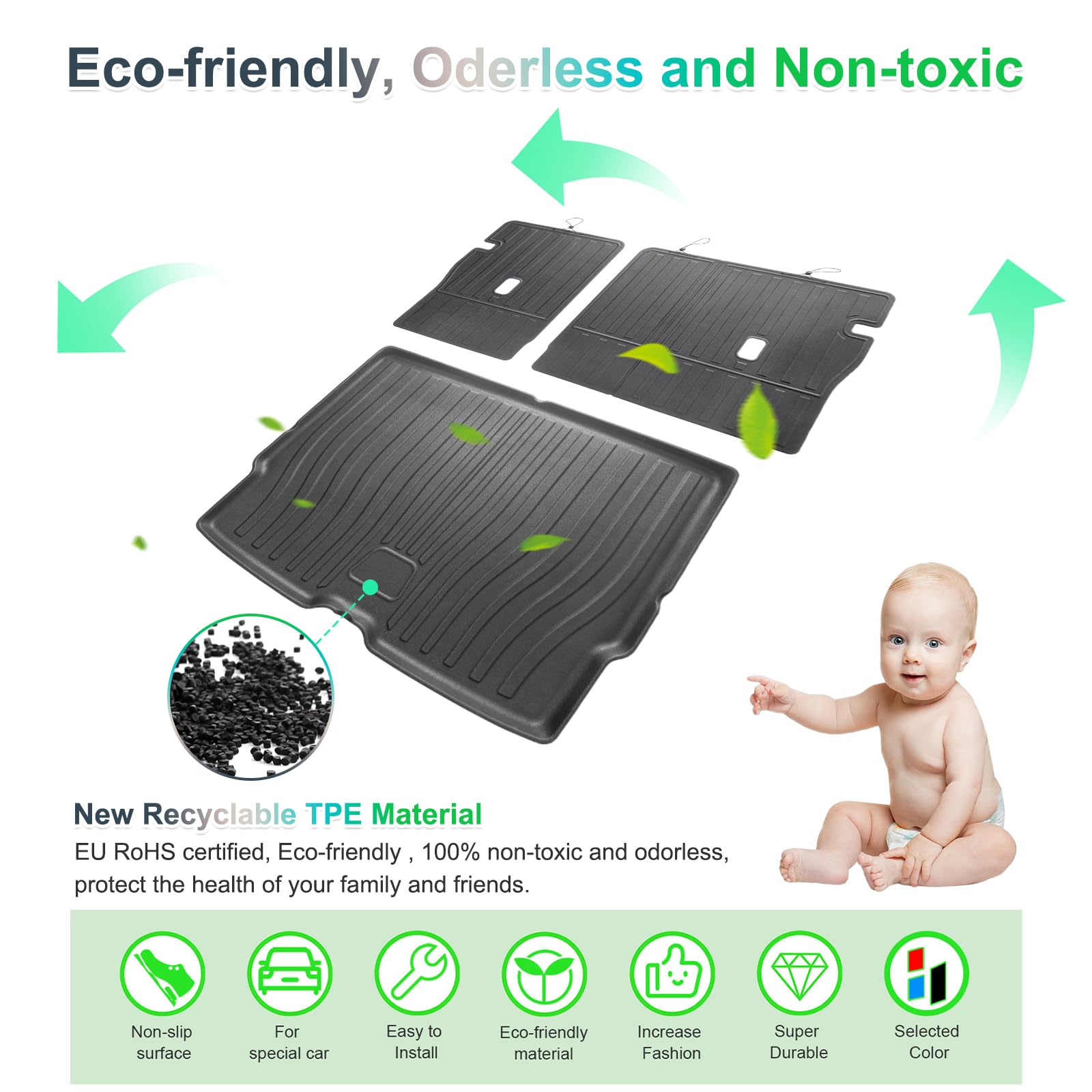 GAFAT Compatible Avec Volvo EX30 2024 2025 Tapis De Sol, Volvo EX30 2024 Tapis En En Caoutchouc TPE Pour Toutes Saisons, Origine EX30 Accessoires, 3D Scan, Bord Haut 5-7 CM, Facile à