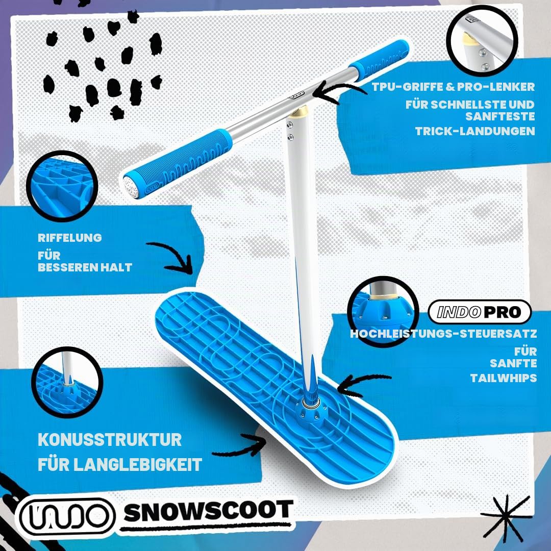 Indo SnowScoot – Ultimativer Schneescooter für Kinder & Erwachsene – Perfekter Hinterhofspaß mit glattem Schleifboden – Ideales Kinder-Schnee-Spielzeug für kleine Hügel
