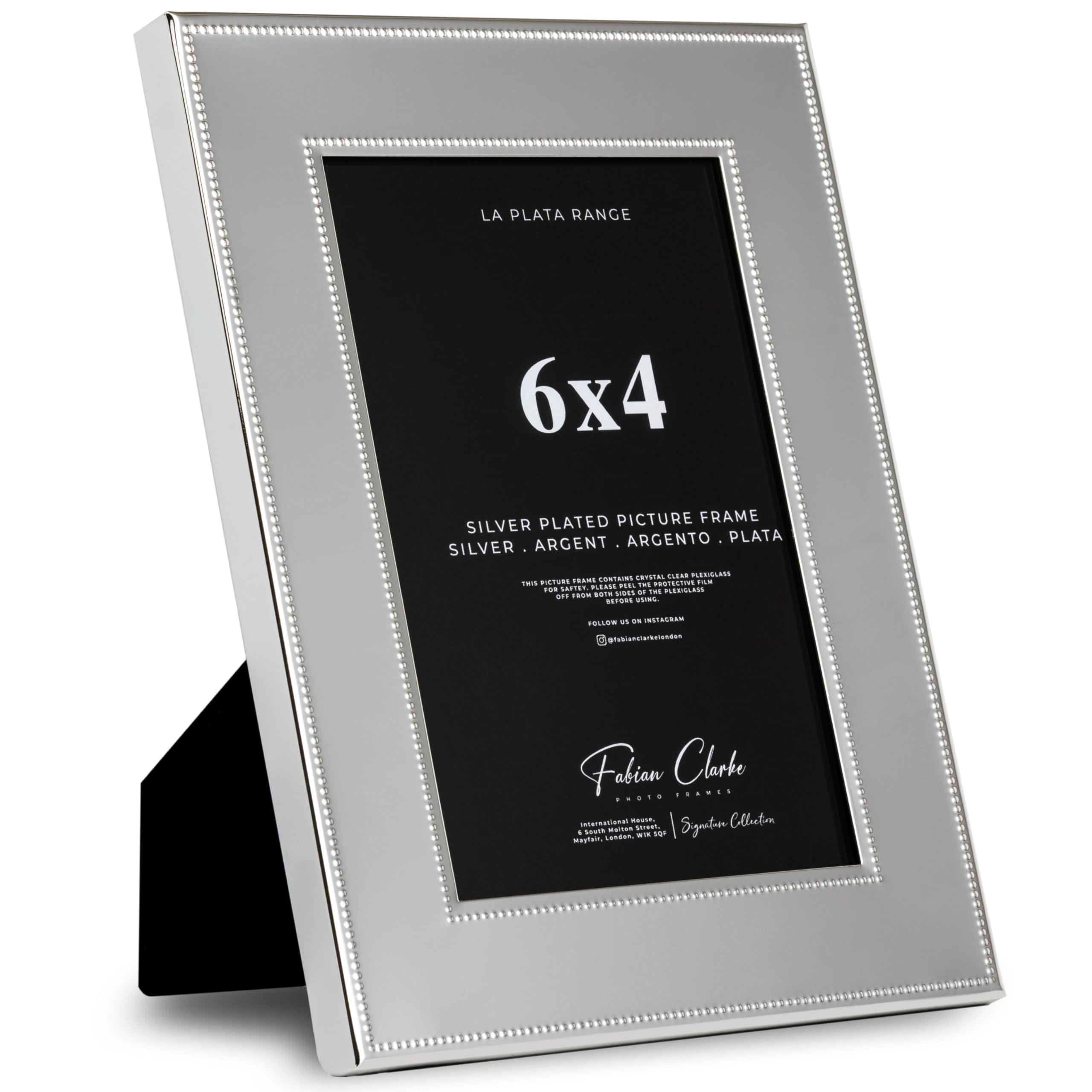 Fabian Clarke London 6X4 Silver Plated Photo Frame Picture Frame Polished Finish With Double Trim Detail And Tarnish Protected For Wedding Picture Or Family Photos (6X4)