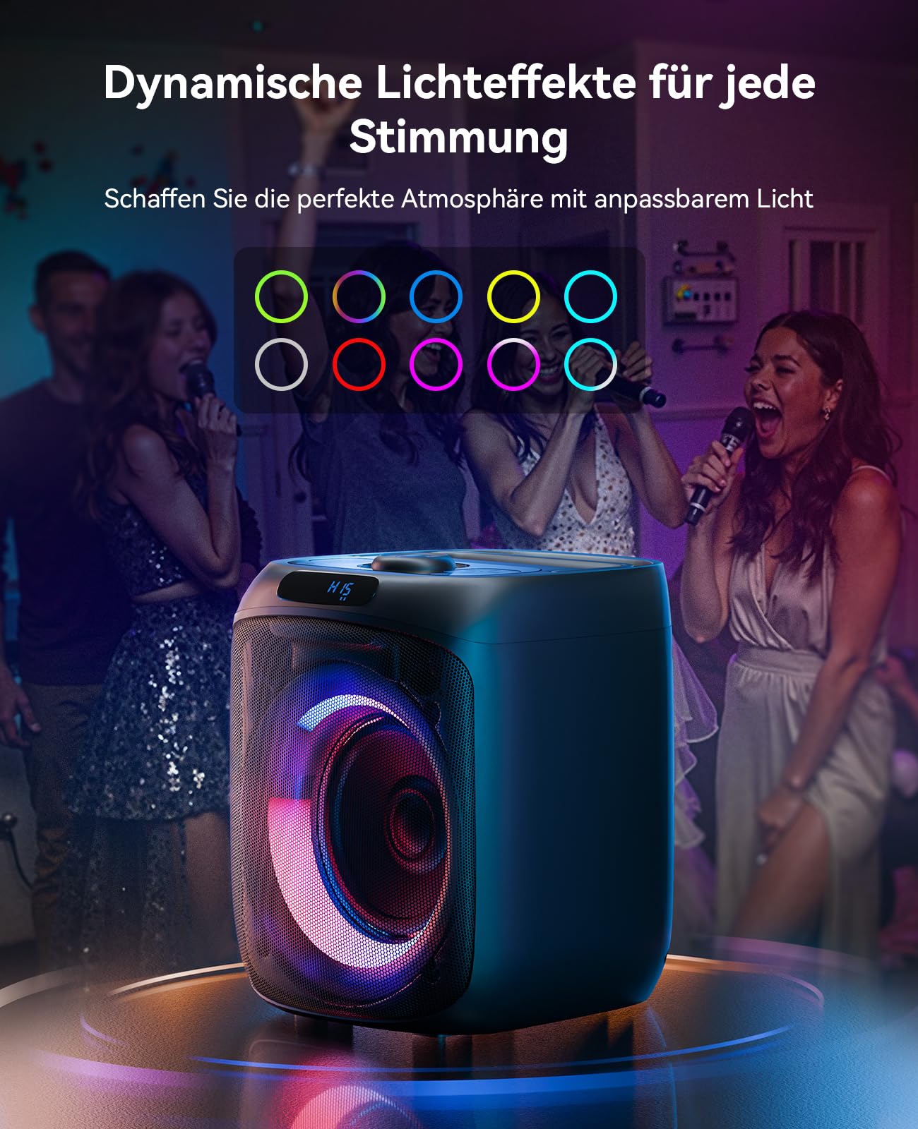 GKS60 Karaoke-Maschine Erwachsene, Bluetooth-Partylautsprecher, 2 Mikrofone