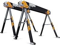 ToughBuilt C700 Folding Sawhorse & Jobsite Table 2-Pack - 1300 lb Capacity, Adjustable 2x4/4x4 Support for Pros & DIY