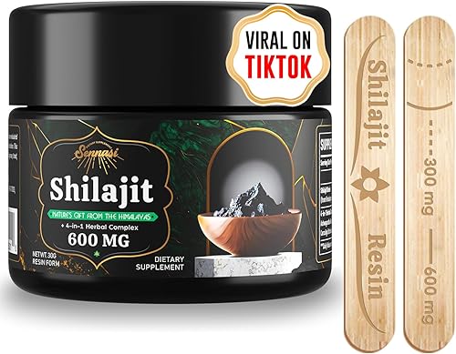Resina Shilajit pura del Himalaya de 600 mg - Suplemento Shilajit con ácido fúlvico y más de 85 minerales traza para energía, inmunidad, poder
