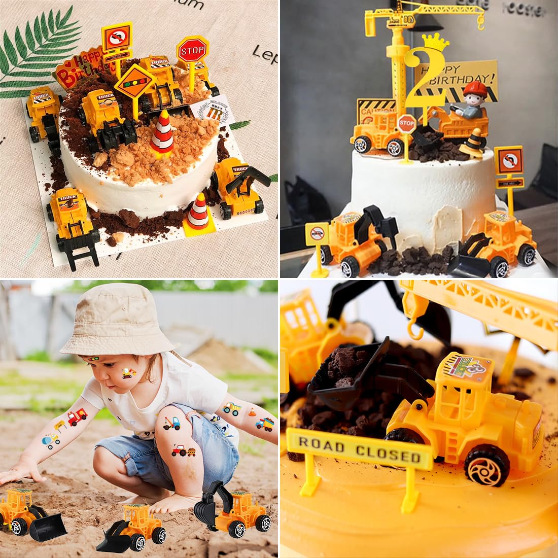 Set Decorazioni Torta Compleanno Con Escavatori – 27 Pezzi Per Feste A Tema Cantieri, Regalo Per Bambini