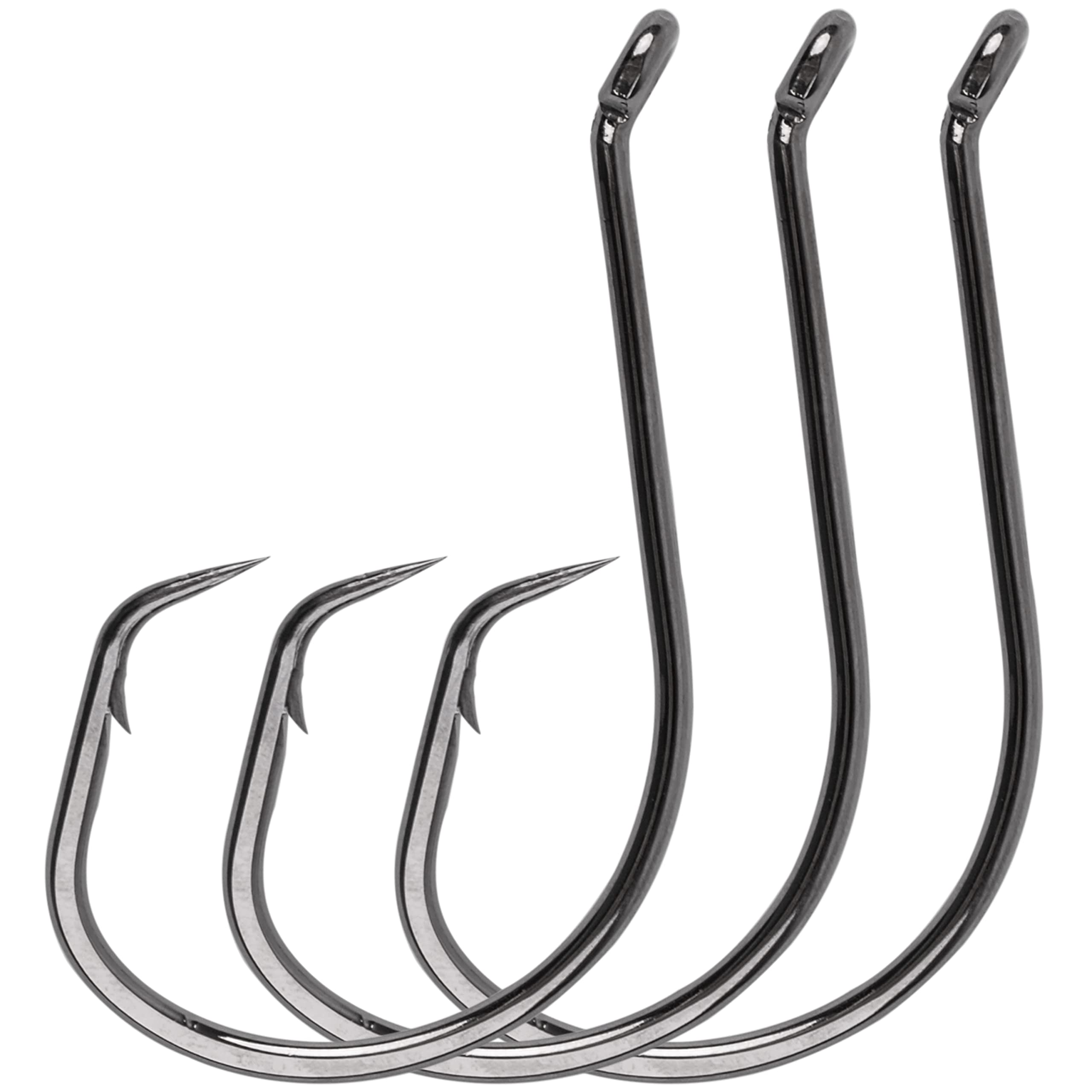 Offset Circle Hooks Saltwater, 110pcs Catfish Octopus Fishing Hook 2X Strong Saltwater Surf Hooks Catfishing Tackle Size 10/0 Black