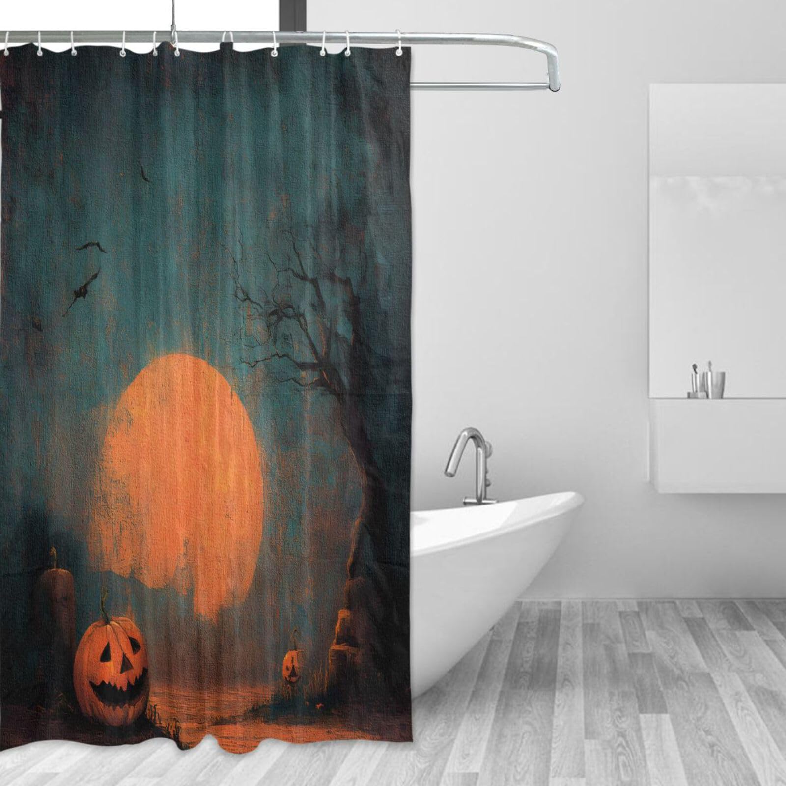 DUOBU Halloween Background Shower Curtain Washable Waterproof Fabric Bath Curtain 60x72Inch Shower Curtains with Hooks for Bathroom Decor