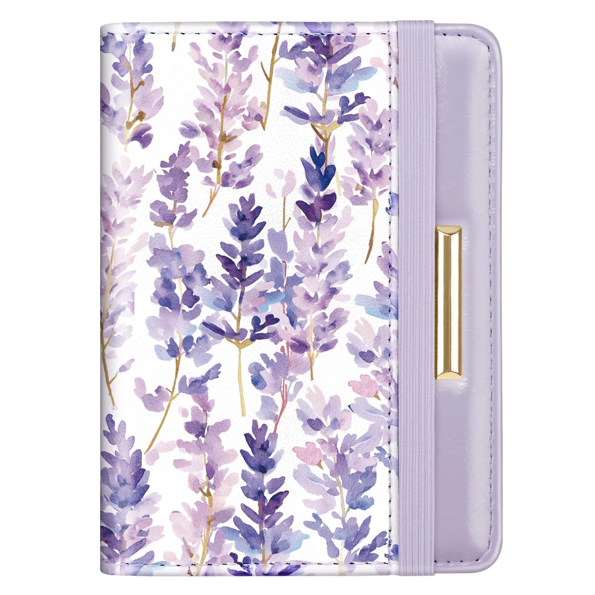 Passport Holder Cover Travel RFID Blocking Passport Cover Cute Flowers Passport Wallet with Elastic Band for Women, Lavender-image-14