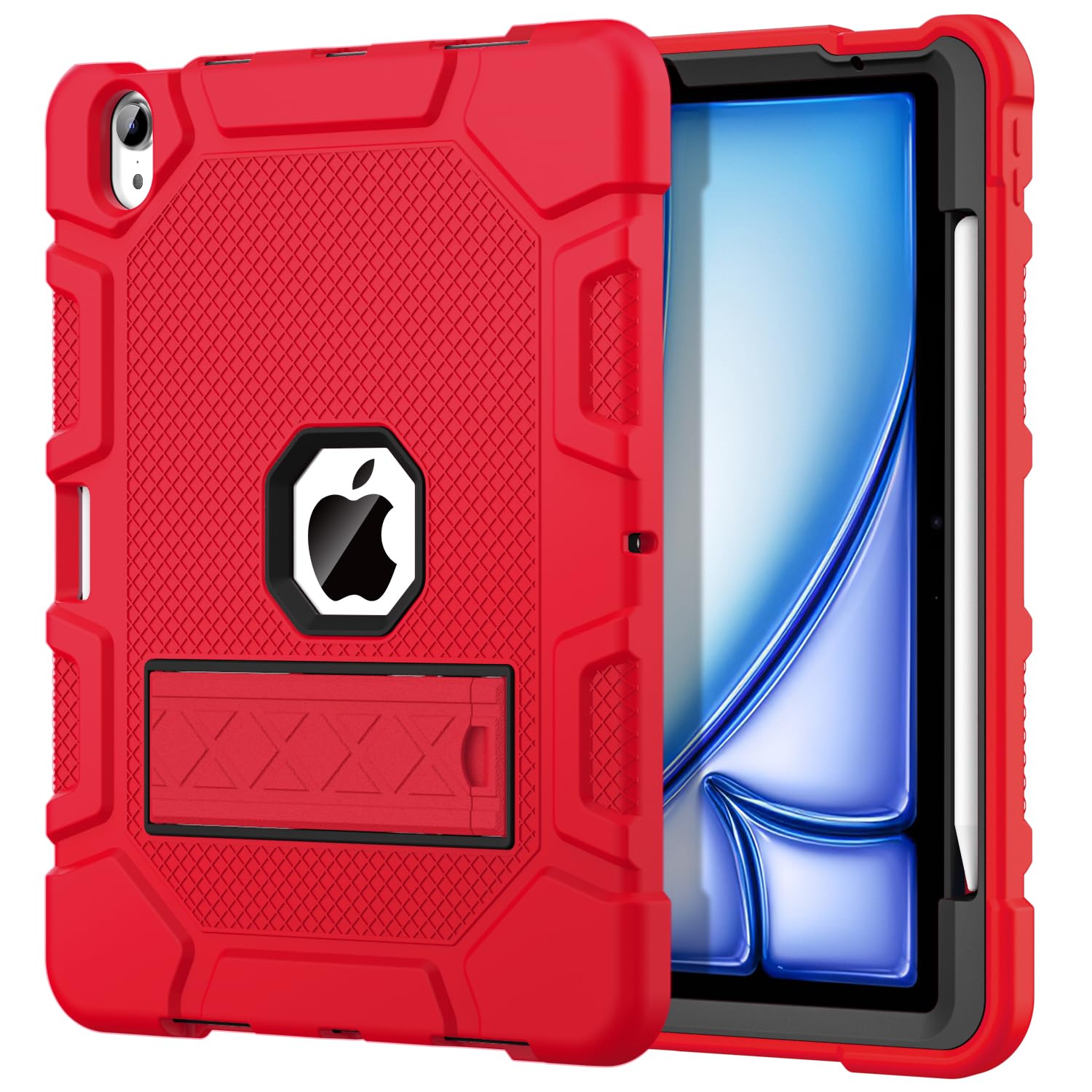 Case for iPad Air 11 Inch 2024 Release, iPad Air 5th / 4th Generation 10.9 Inch Case (2022/2020), Heavy Duty Shockproof Rugged High Impact Protective Case for iPad Air 6th/5th/4th,Red