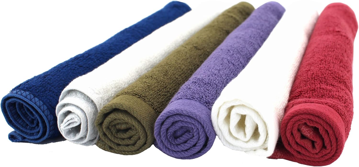 BambooMN Super Soft 70% Rayon from Bamboo 535 GSM Washcloths - Assorted Color 6 Pack