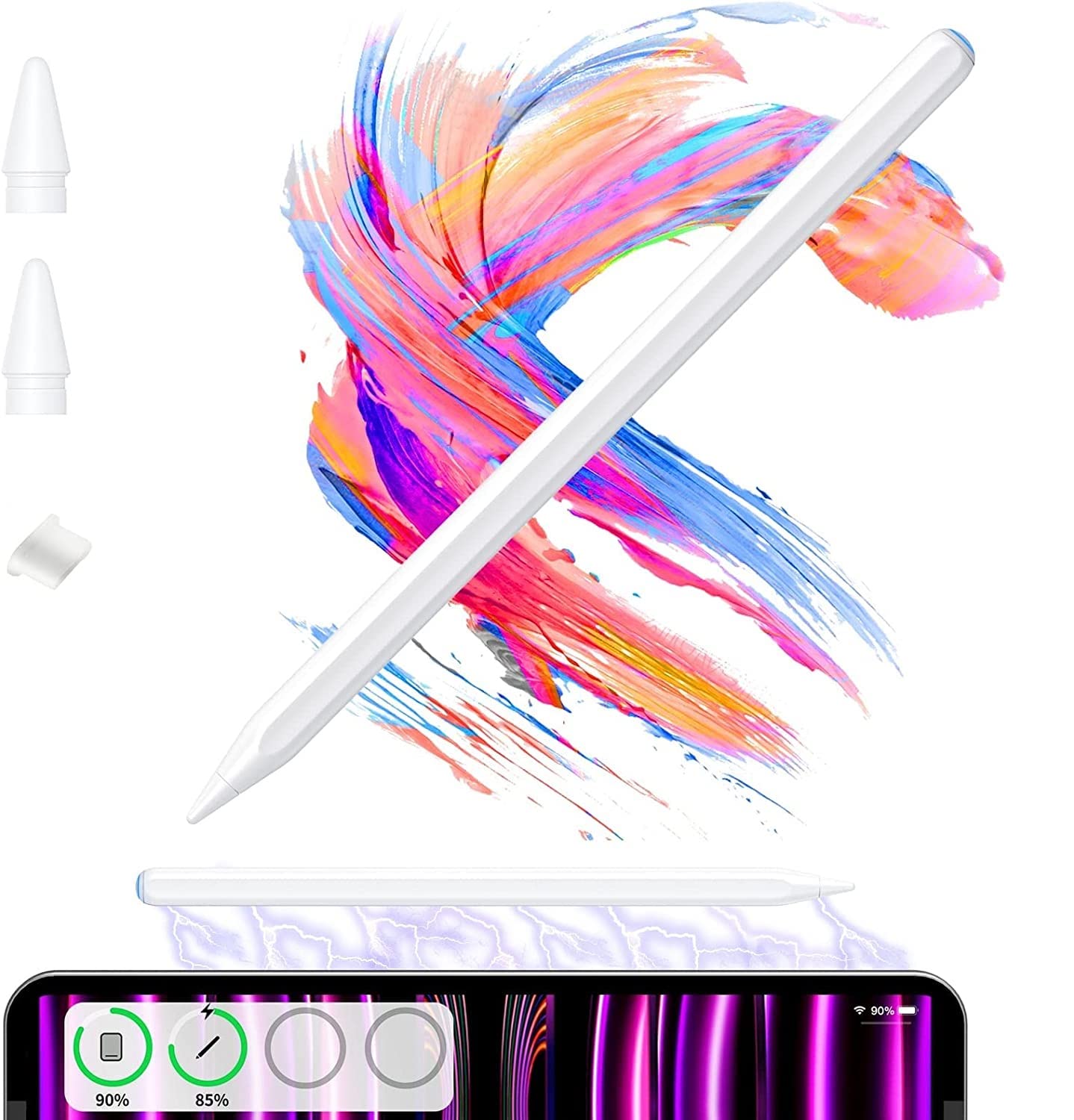 typecase Stylus Pencil for iPad with Magnetic Wireless & Wired Charging, iPad Pencil 2nd Gen with Palm Rejection & Tilt for Apple iPad Pro 12.9 (6/5/4/3), Pro 11 (4/3/2/1), Air 5th/4th, Mini 6 (White)