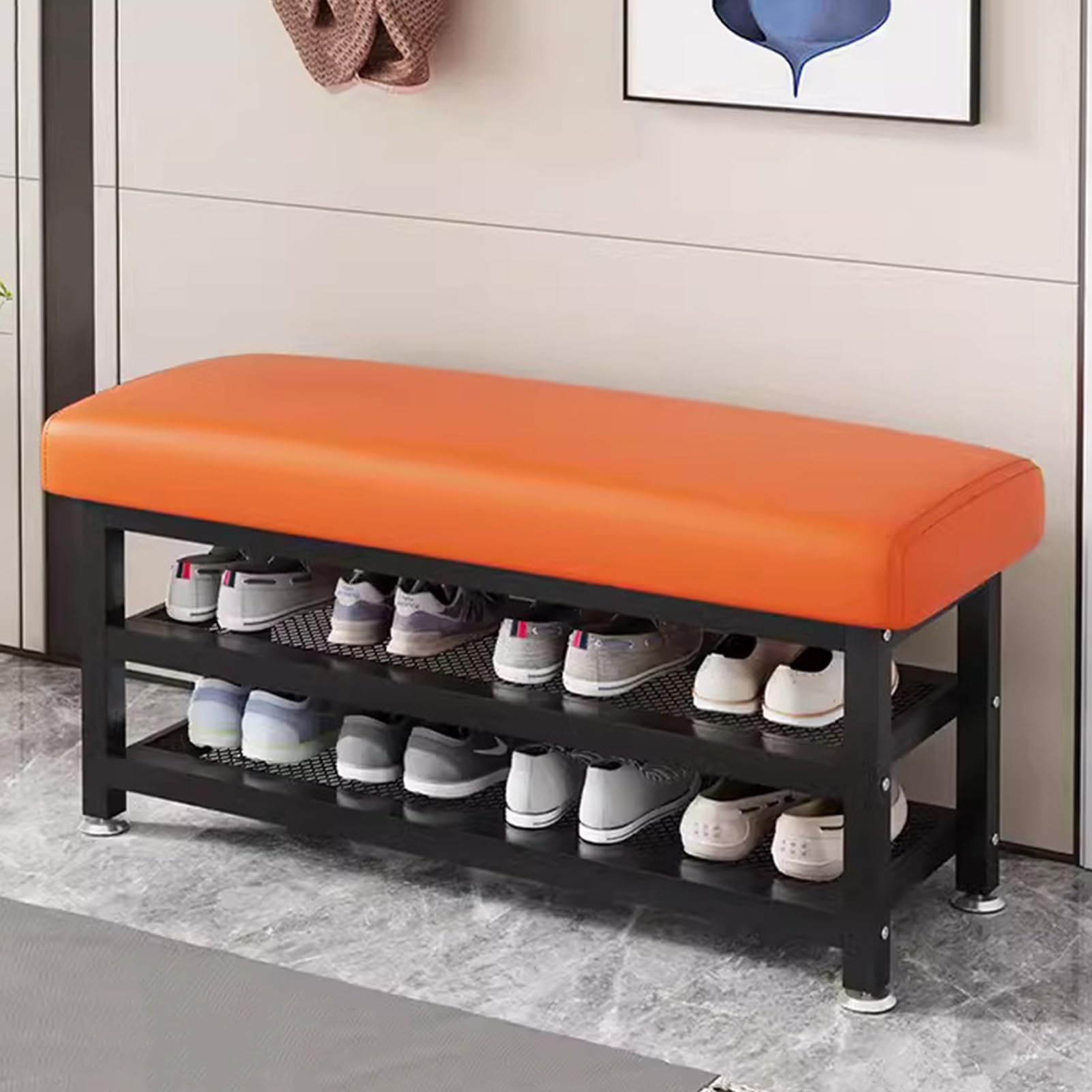 Banc à chaussures pour petite entrée solution de rangement compacte 2 niveaux de style moderne