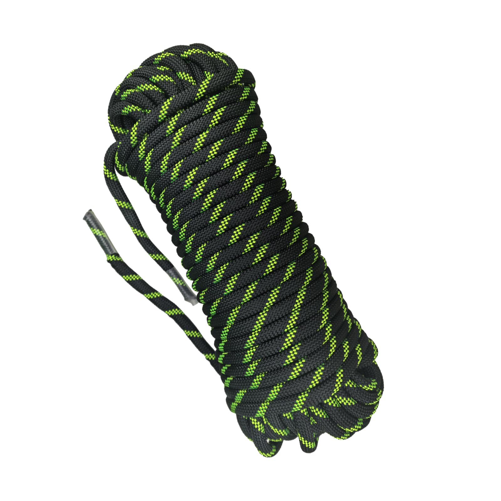 40m Cuerda Estatica de Escalada 10mm para Montanismo, UIAA | Nylon de alta resistencia, resistente a la abrasión y UV,Negro fluorescente, para rescate y actividades al aire libre.