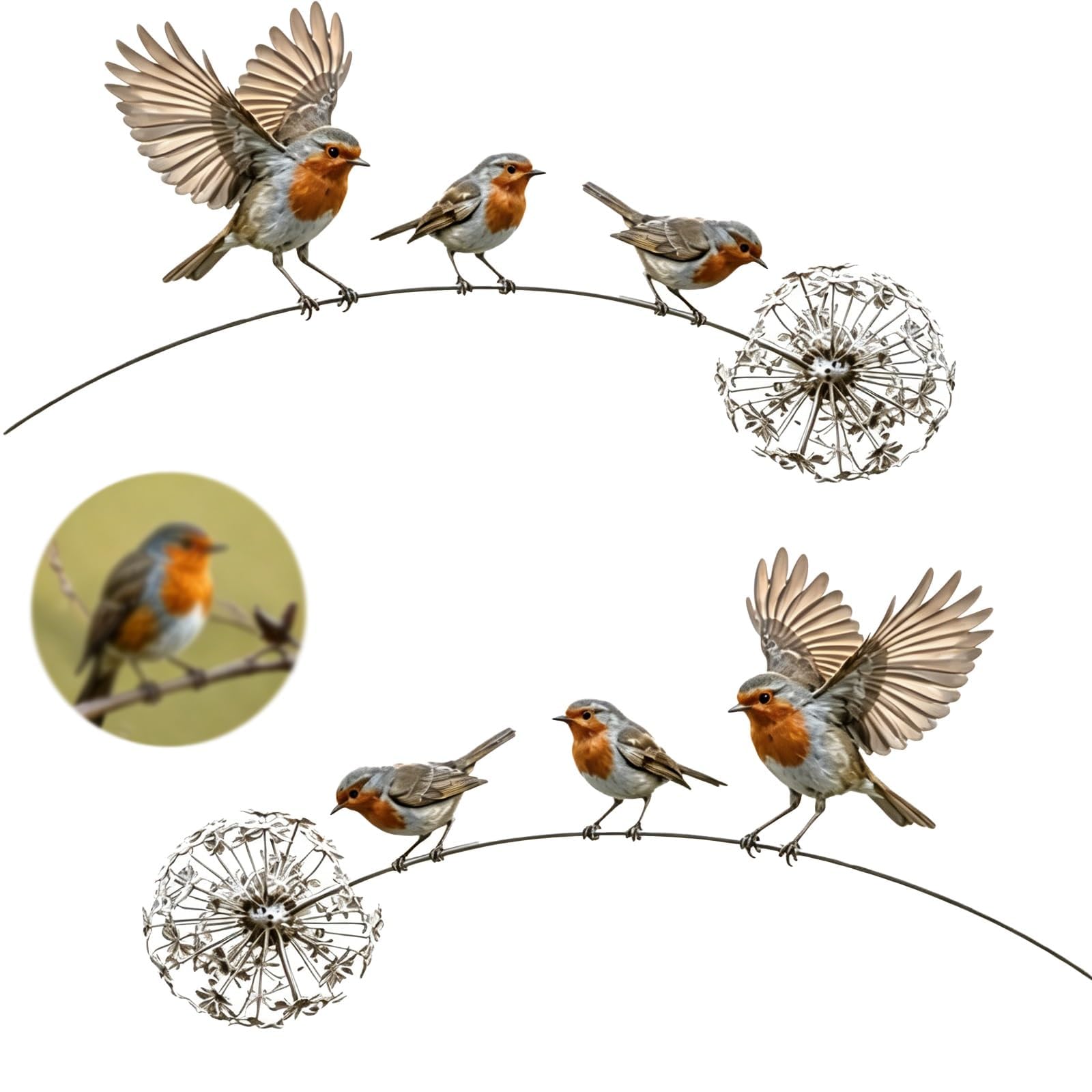 Memorial Robin Garden Stake, All-Weather Rustic Metal Bird Silhouette Lawn Ornament, Meaningful Metal Robin Garden Ornament, Robin Gifts for Gardeners Bird Watchers Mother’s Day Housewarming、*2