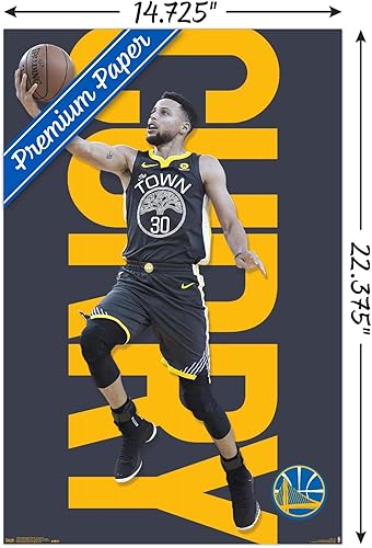 Miniatura 3 de Trends International NBA Golden State Warriors - Póster de pared de Stephen Curry 18, 14.725 x 22.375 pulgadas, paquete de póster y montaje prémium
