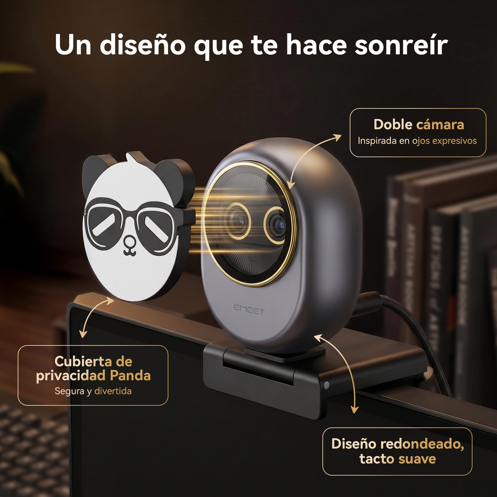 EMEET Piko Webcam 4K para Streaming de Doble Lente (Gran Angular y Tele), Zoom Híbrido 11X, Enfoque Automático 0,2s, Control Remoto, 3 Micros, Tapa de Privacidad Panda, USB-C