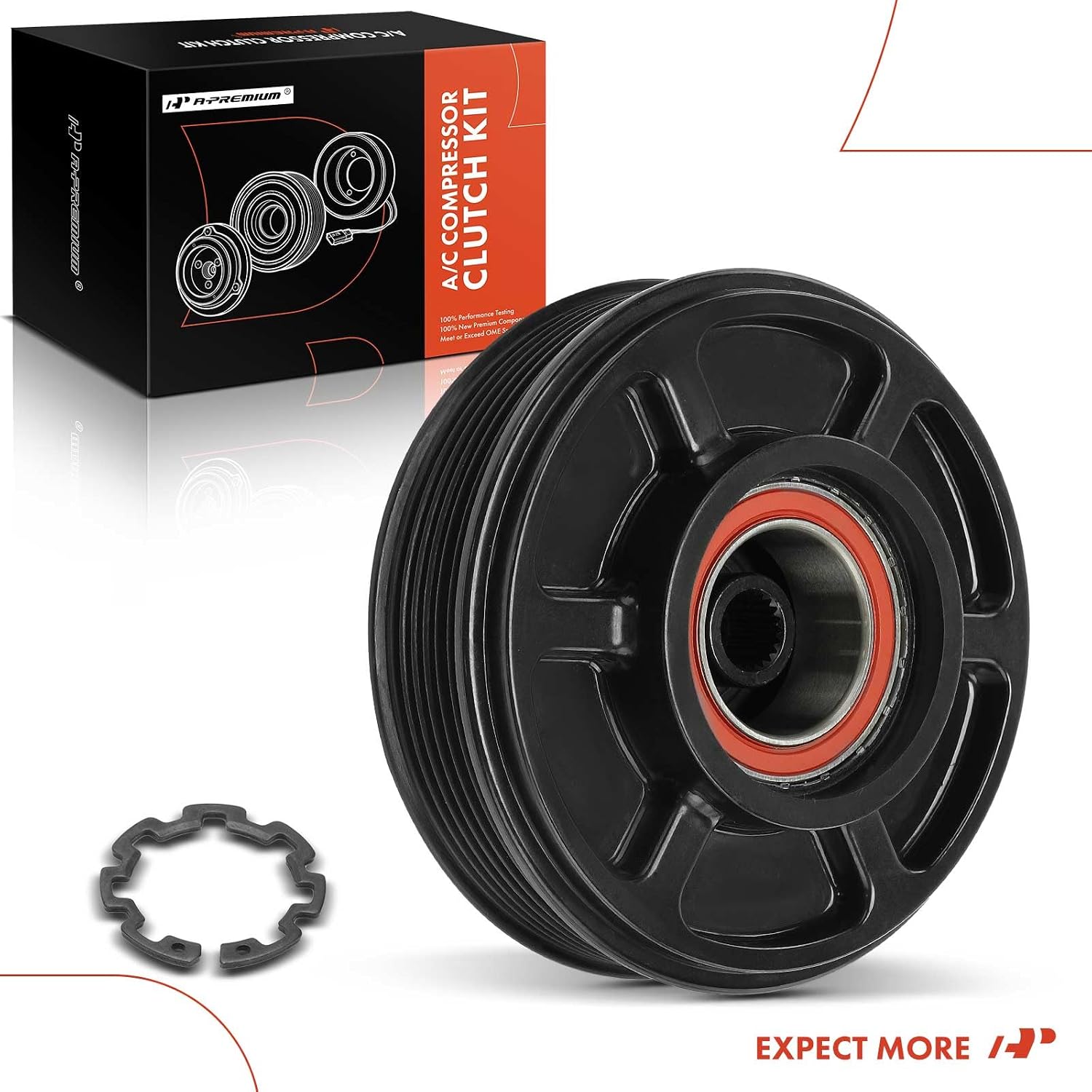 A-Premium Air Conditioner AC Compressor Clutch Kit Compatible with Hyundai Genesis 2009 2010 2011 2012 3.8L, Only fit Sedan
