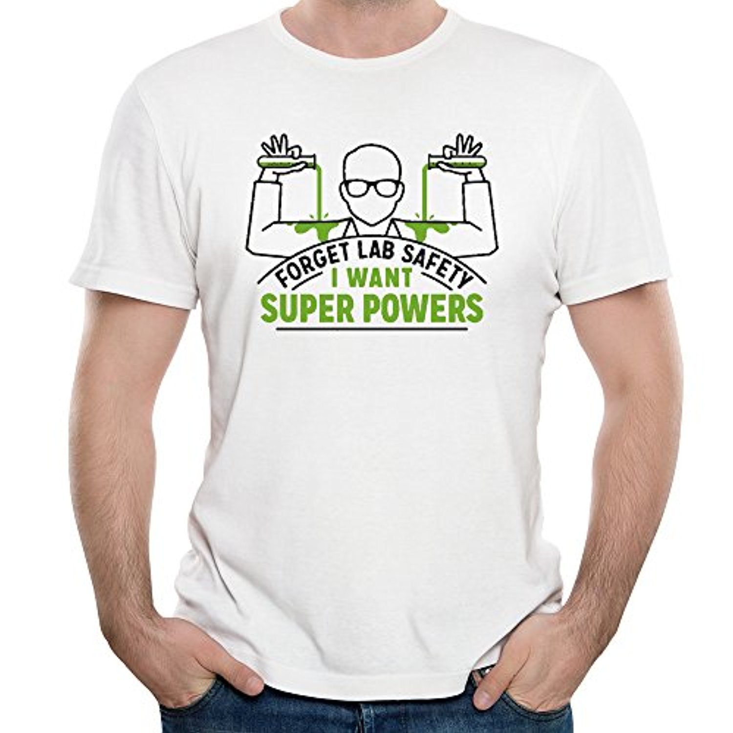BINB Men39;s Forget Lab Safety I Want Superpowers Funny T-shirt Cool Medium