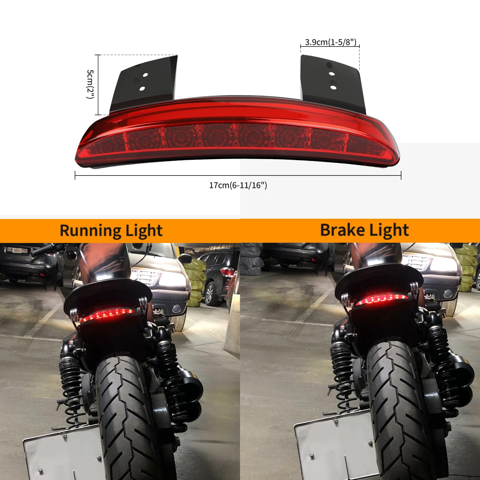 DREAMIZER Luci posteriori per moto, Bordo parafango rosso tritato Moto 8 LED Stop Freno in esecuzione Fanale posteriore per Sportster XL 883N 1200N XL1200V XL1200X Forty-Eight
