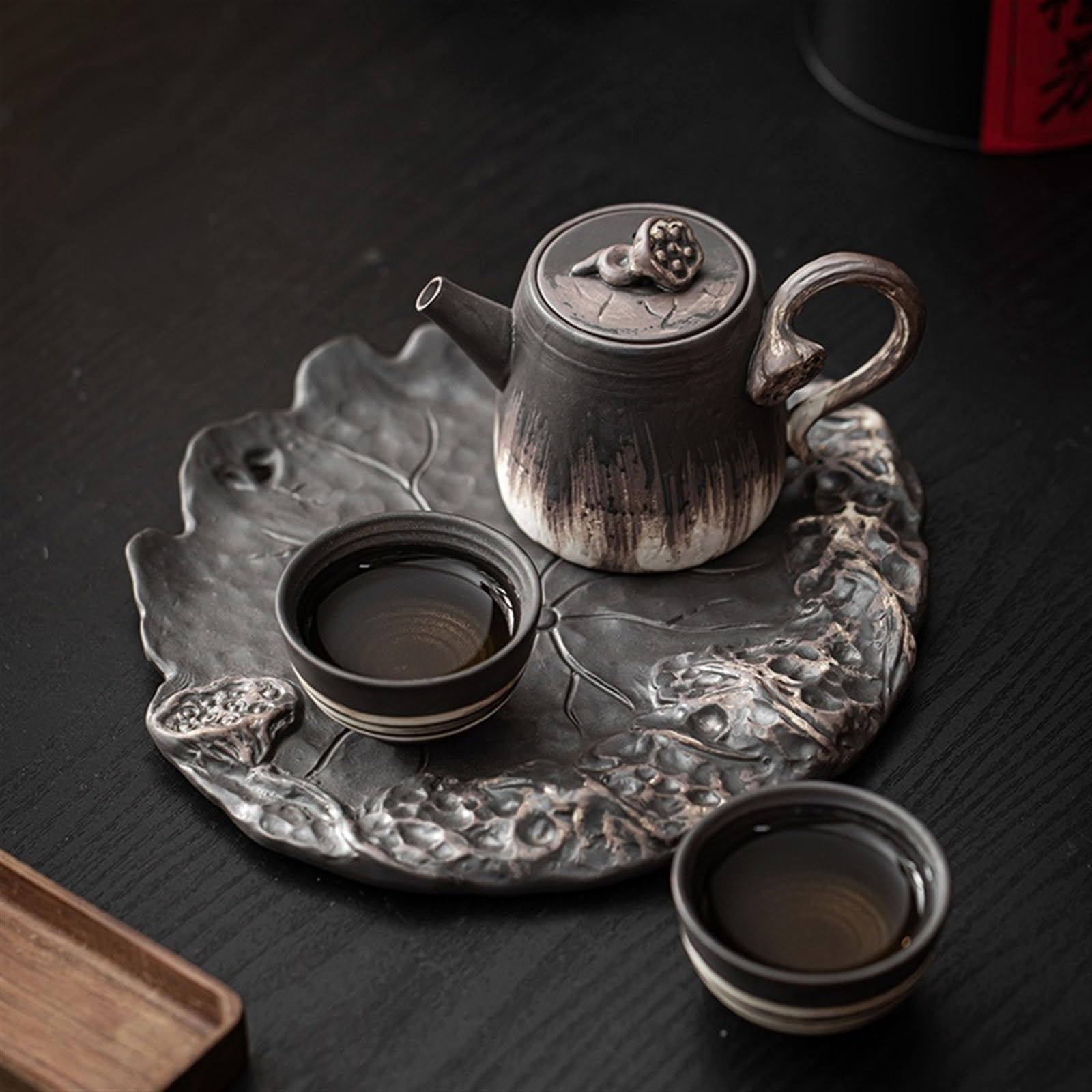 Set Da Tè Gongfu Vassoio da tè in ceramica Vassoio da tè rotondo in ceramica for uso domestico Lotus Dry Bubble Vassoio da ufficio Set da tè Vassoio da tè Tavolo da tè Vassoio Da Tè Per Studio Domesti