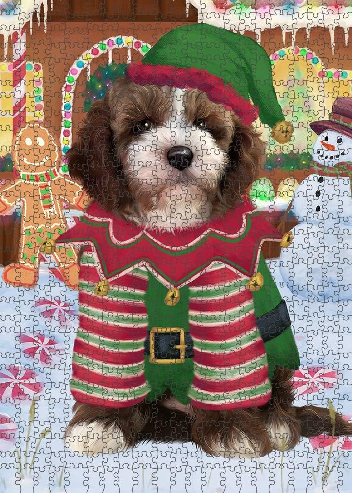 Christmas Gingerbread Elf Cockapoo Dog Jigsaw Puzzle for Adults - Animal Printed Interlocking Puzzle Game Artwork - Gift for Dog Lover's - 1000 Pcs 29.5"x19.7"