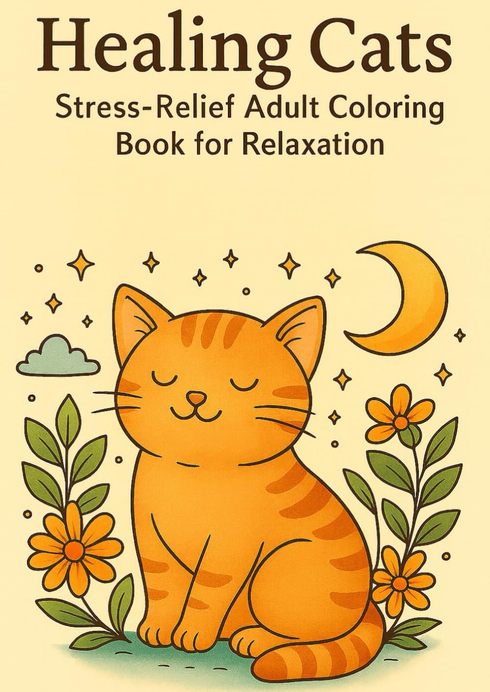 Healing Cats: Stress-Relief Adult Coloring Book for Relaxation