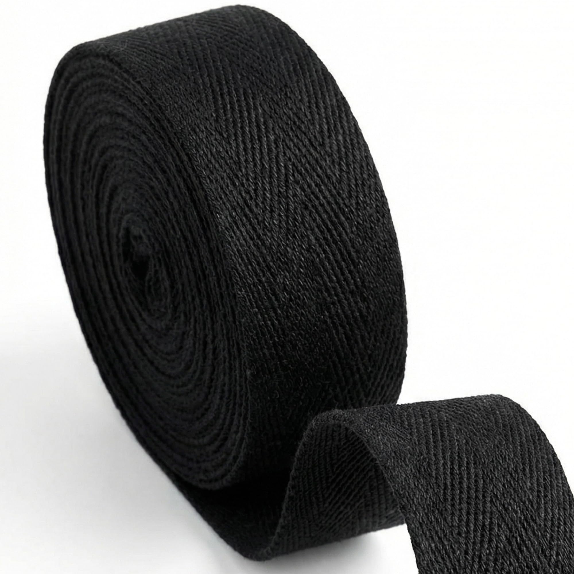 Twill Tape Cotton Herringbone Webbing Strapping 5yards Bias Tape, Ribbon, Binding Ideal Strap Sewing, Book Binding, Cloth - Fabric Ribbon Seam Binding Gift Wrapping Home Decoration (1inch, Black)