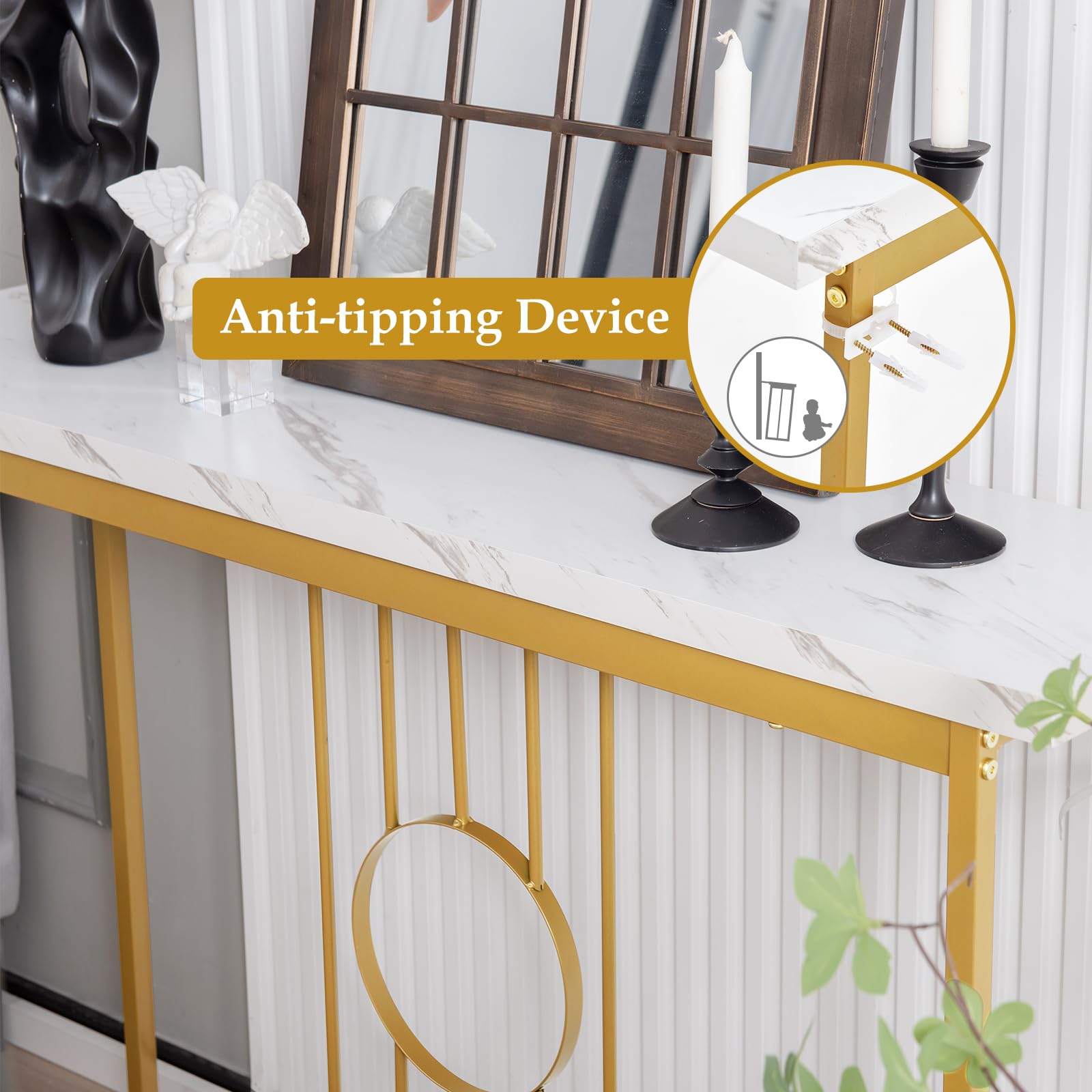 GIANTEX Marmorimitatie consoletafel, Scandinavische