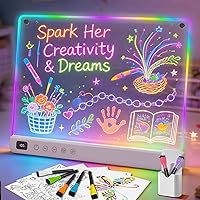 Lumiboard 16" Rechargeable LED Drawing Board with 13 Light Effects, Glow Doodle Neon Tablet for Kids - Light Up Note Board Gift
