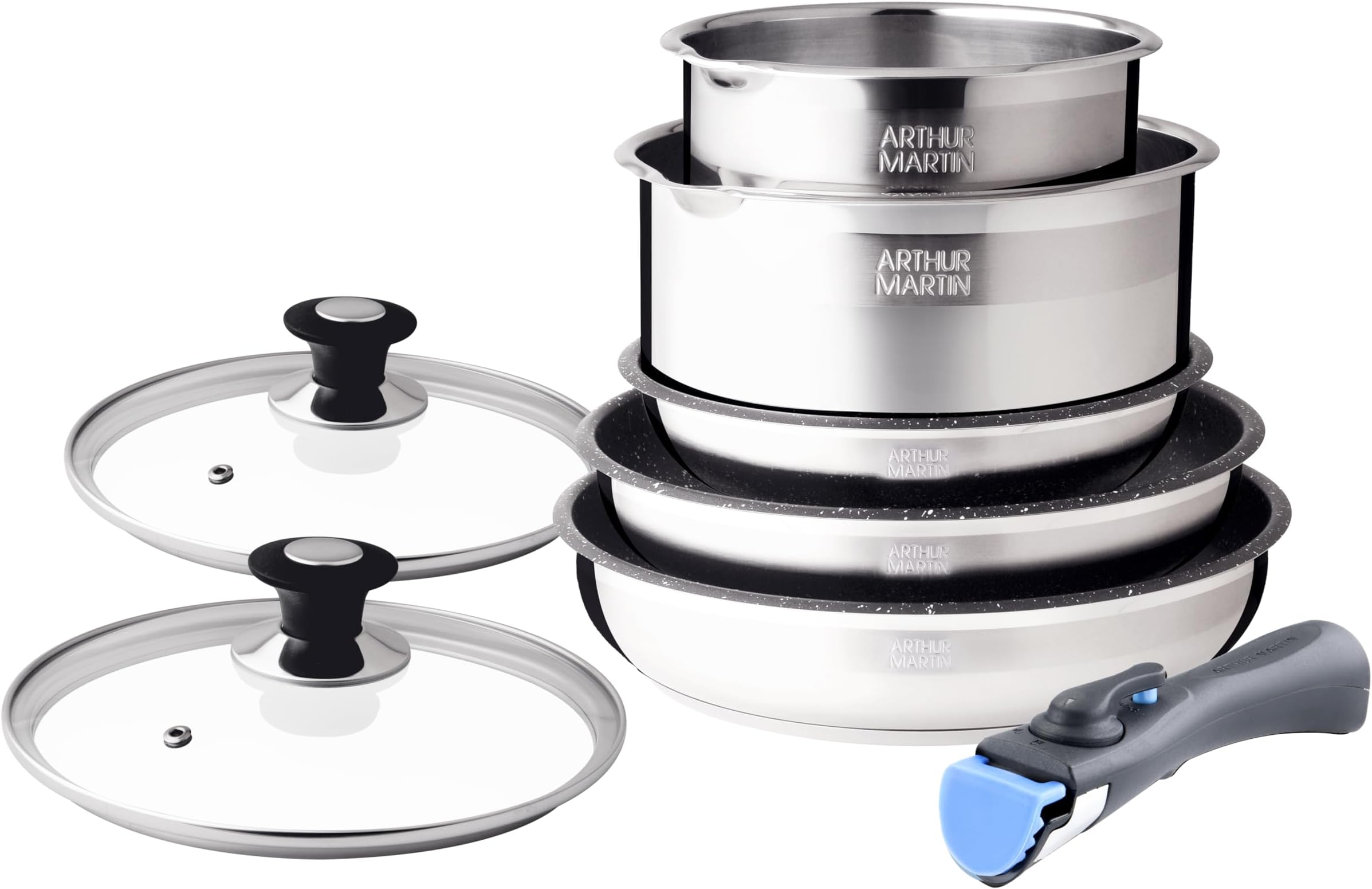Batterie de cuisine Arthur Martin AM2493 8 pieces - Acier Inoxydable