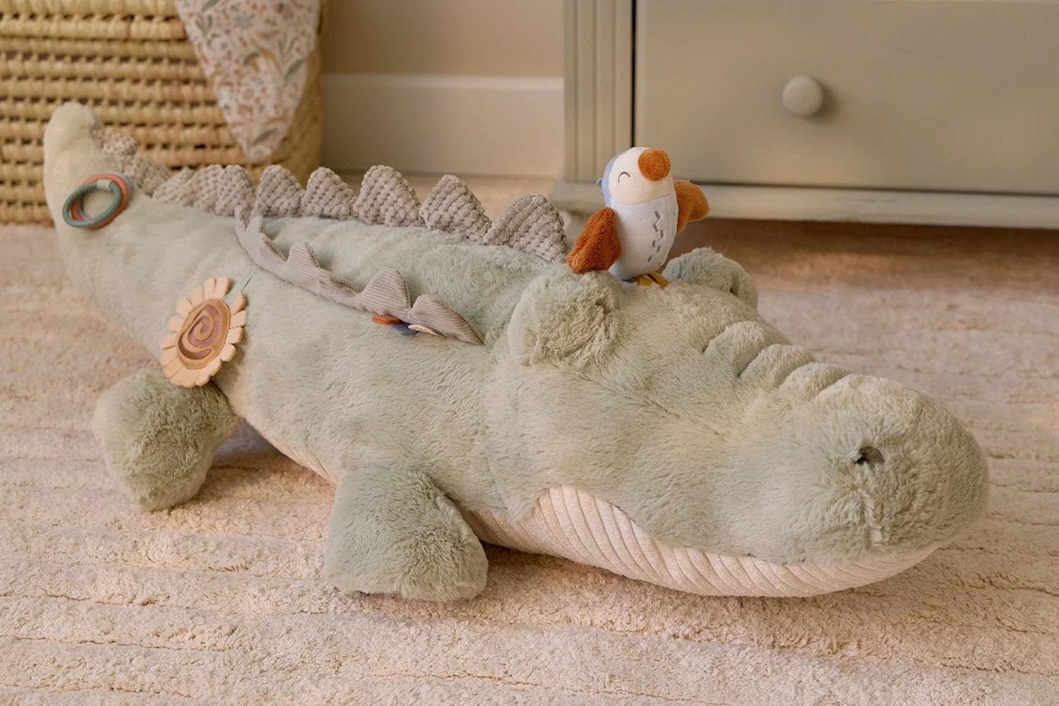 Little Dutch Activity Plüschtier XL - Motorikspielzeug - Babyspielzeug - Krokodil - für Babys ab der Geburt - Unisex - Safari Friends - grün (90 cm)