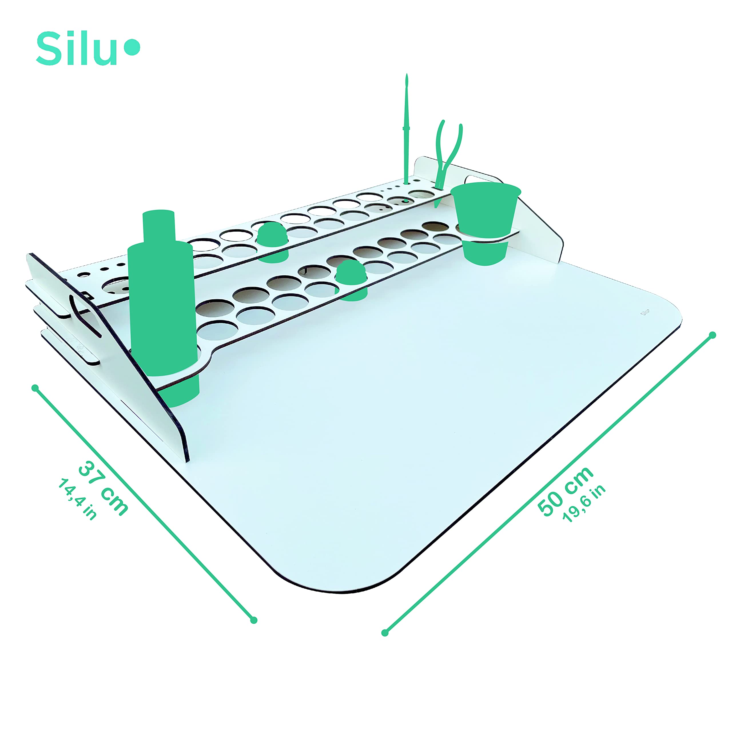 Silu- Organizador Pinturas Modelismo con Mesa Trabajo Grande para Pinturas Citadel, con Soporte para Pinceles y Herramientas, para Pintar W40K y Miniaturas