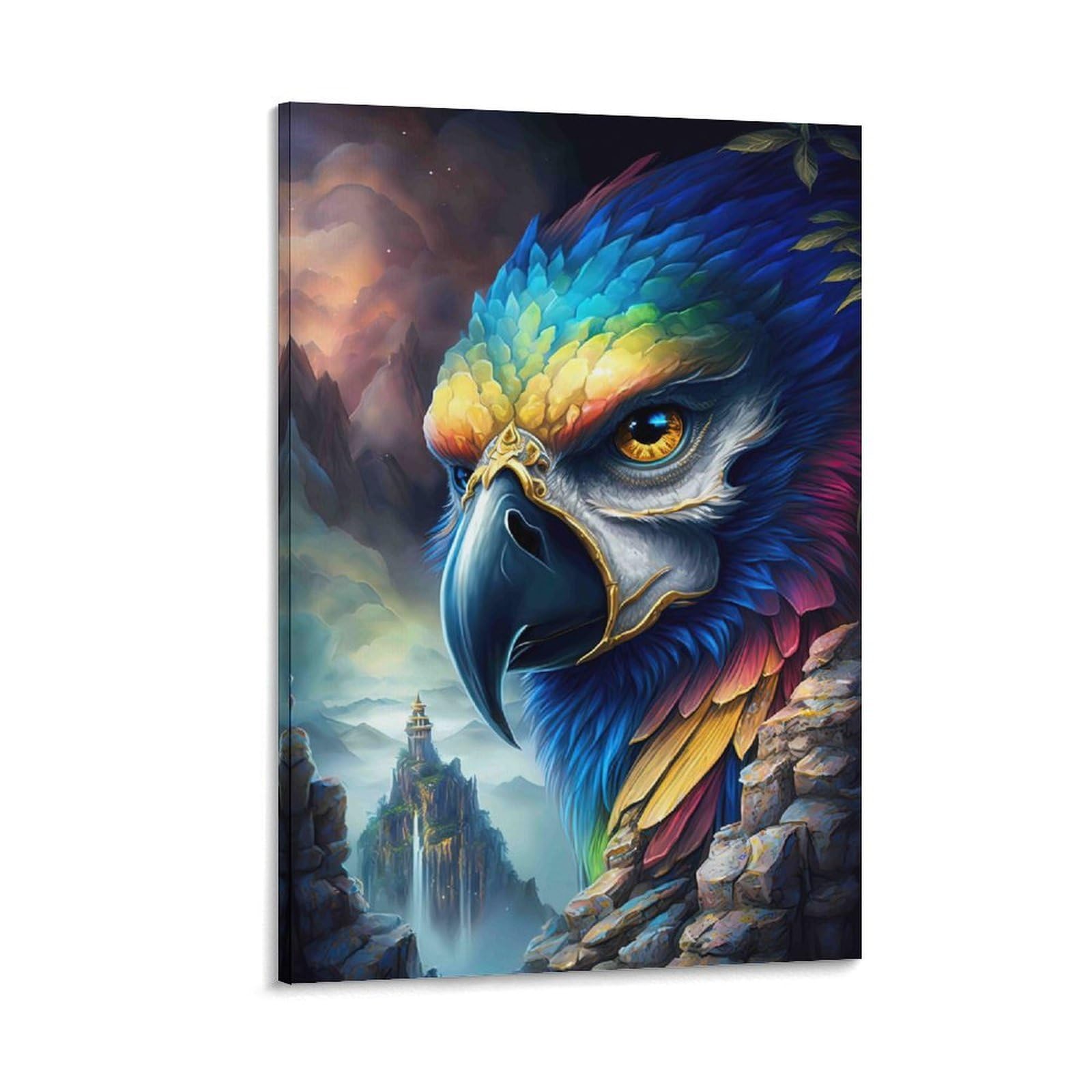 DHBANEIOK Fantasy Bird Portrait Poster Artwork Canvas Prints Picture Modern Wall Art Picture Wall Hanging for Bedroom Living Room Decor 12x18inch(30x45cm)