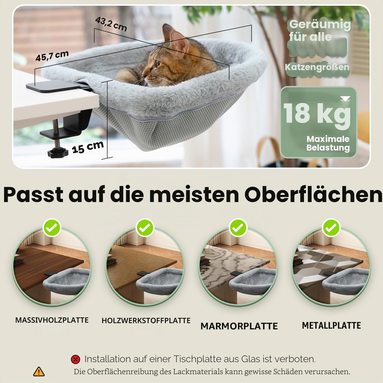 JUNSPOW Katzen-Schreibtischbett – EIN-klick-Faltung, versunkenes Design und platzsparendes halbrundes Katzenbett, weiches Kaninchenfell-Material, geeignet für Verschiedene Schreibtische, maximale
