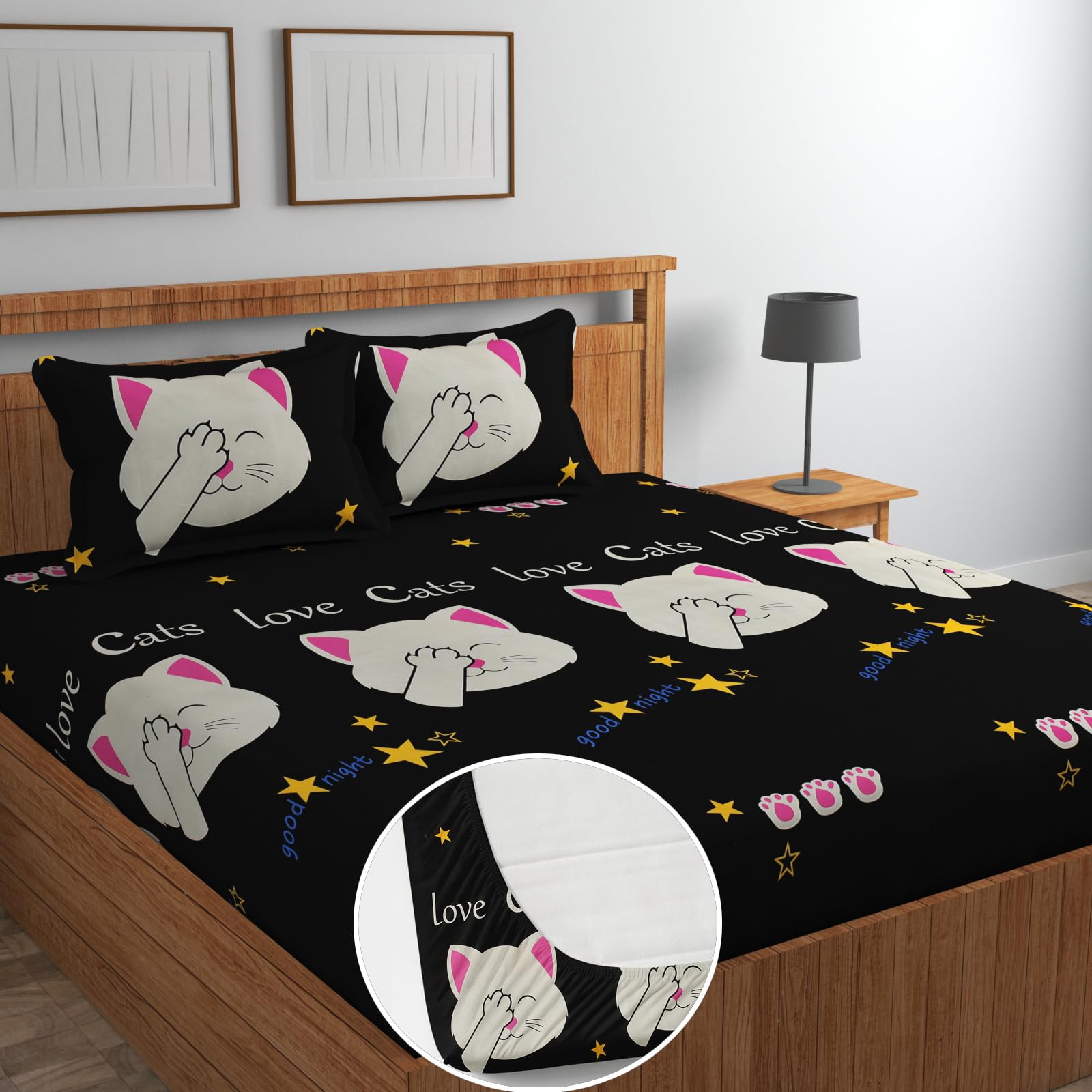 Soniasaa Premium Cotton-Blend Elastic Fitted Bedsheet with 2 Pillow Covers for Double Bed with All Around Elastic 295 TC Supersoft | Size - 72x78 Fit Upto 6 Inches Mattress (B0D4B49Z87) Amazon Price History, Amazon Price Tracker