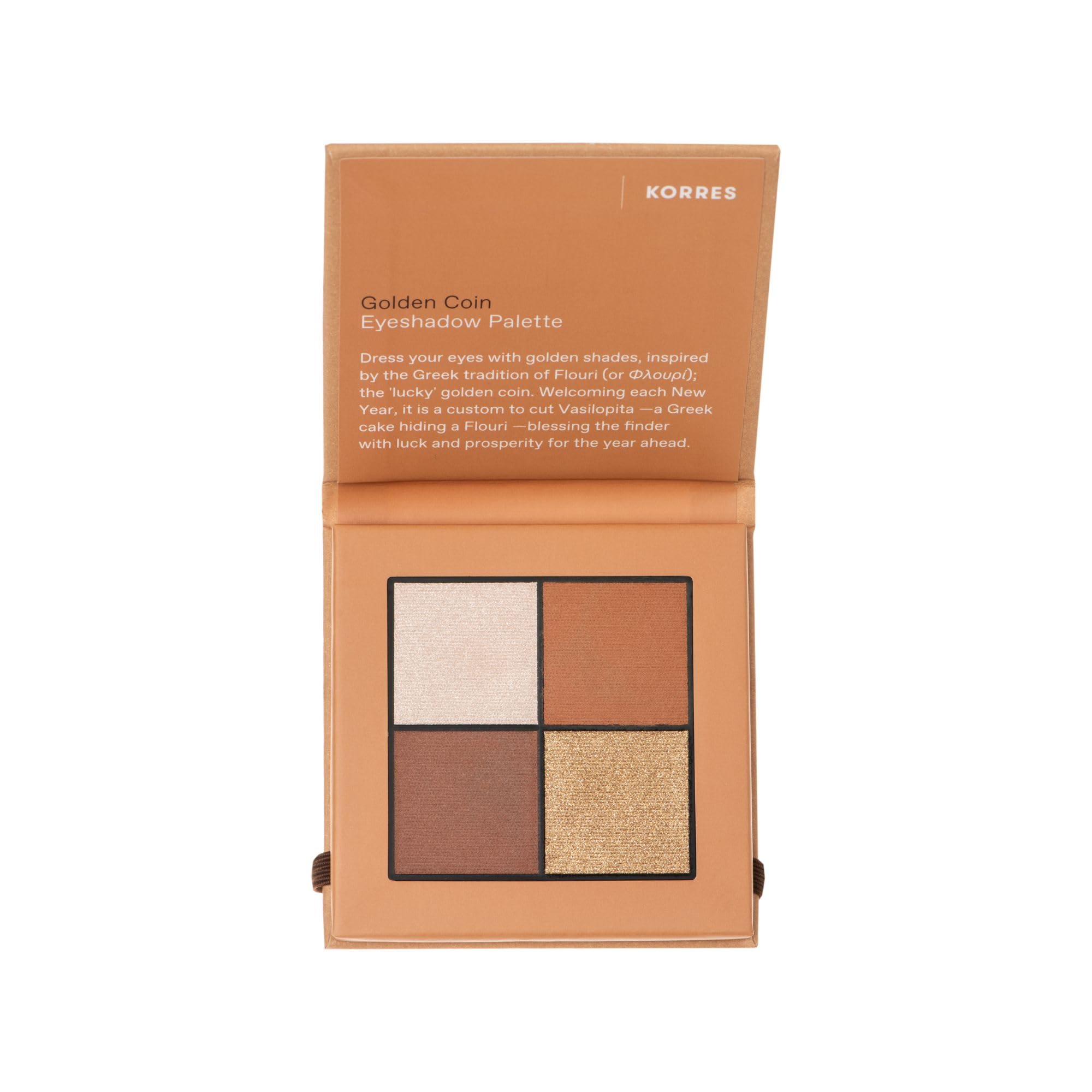 KORRES Eyeshadow Palette Golden Coin, Lidschattenpalette in goldenen Shades, 4 intensive Farbtöne, silikon- und parabenfrei, 5g