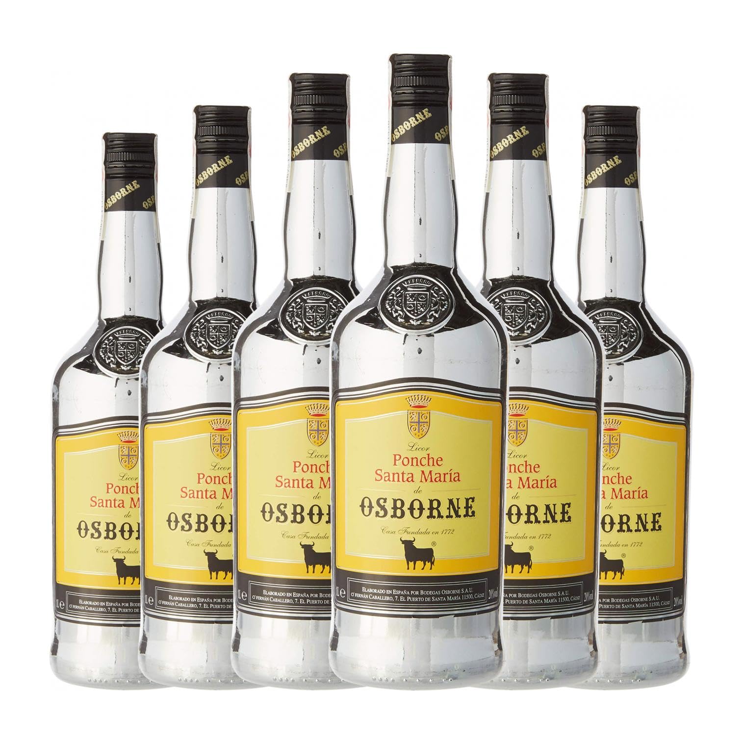 Licores Osborne Ponche Botella Misil 1 L (Caja de 6 Botella Misil de 1 L)