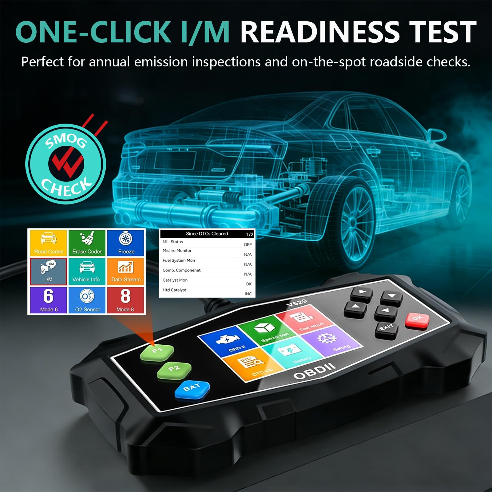OBD2 Diagnosegerät, OBD Diagnosegerät Auto Scanner für Alle Fahrzeuge, KFZ Fehlerauslesegerät mit OBDII Funktionen, Deutsch Lesegerät kompatibel mit Ford BMW VW Mercedes Audi