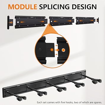 3 Guitar Wall Mount Hangers, Auto Locking Holder with 48 Slatwall Rail | Display up to 3 Guitars Multiple Guitar Hange Fits Acoustic, Electric Guitars Bass
