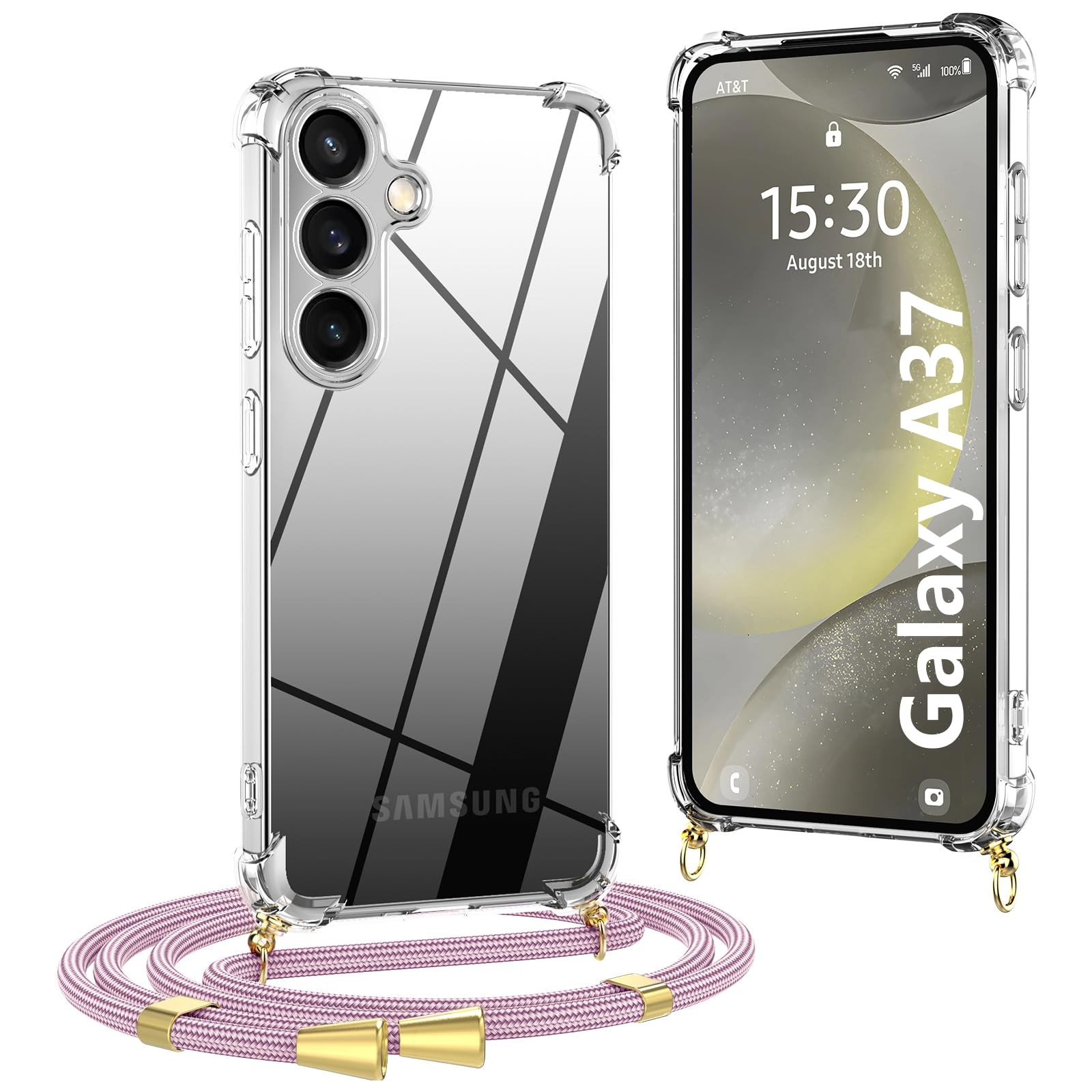 OLEPHY Handykette für Samsung Galaxy Hülle, | Necklace Hülle mit Band, Handyhülle zum Umhängen, Soft Transparent Case mit Kordel, Stoßfeste Schutzhülle,