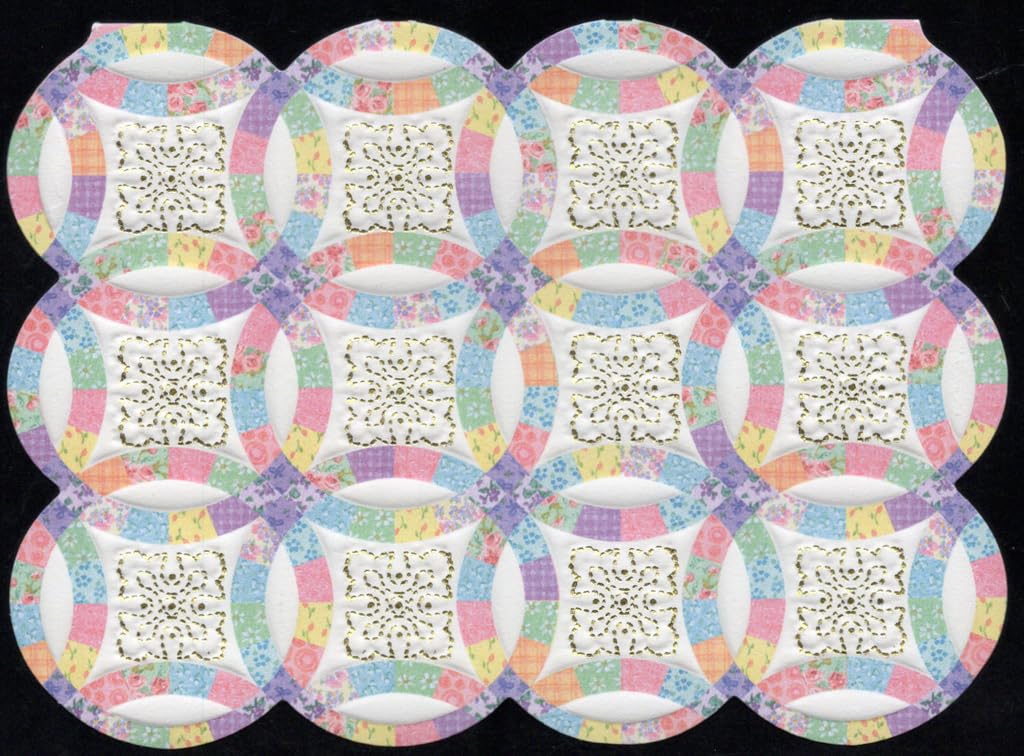 Poster Foundry Wedding Ring Quilt Boxed Note Cards by Carol Wilson. 10 embossed 4x5 Die-Cut Notecards and Matching Envelopes in Decorative Gift Box with Magnetic Flap. NCP2257
