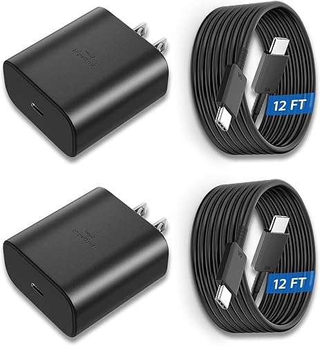 Cargador súper rápido Samsung USB-C de 45 W, bloque tipo C y cargador de teléfono Android de 12 pies, cable de carga rápida para Samsung Galaxy S24
