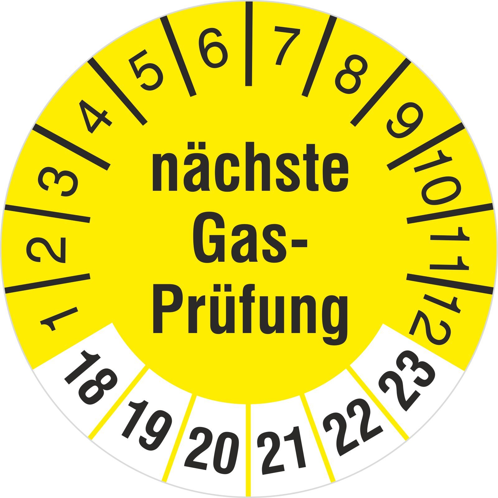 1000 Stück nächste Gasprüfung Prüfetiketten/Prüfplaketten Flüssiggasmotor 30 mm rund 2018-23