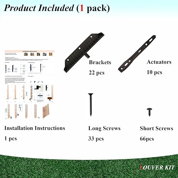 Louver Bracket Kit, Deck Sunblind System, 2 Pack | Shutters Hardware System for Windows Garden, Each Set Holds up to 11 Boards (48'') Black