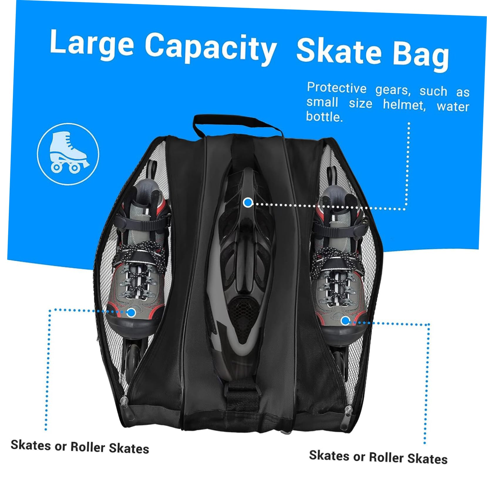 Borsa Porta Pattini a Rotelle 2 Pezzi, Tessuto Oxford Resistente, Porta Scarpe da Pattinaggio Portatile per Trasporto e Uso Outdoor, Design Pratico e Compatto