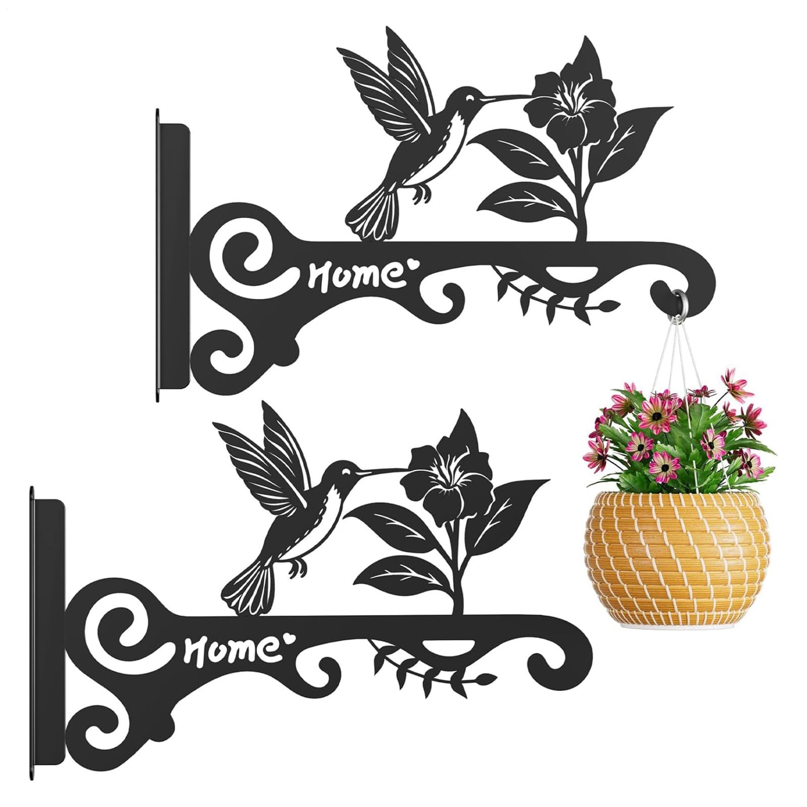 Suspensions pour plantes d'extérieur avec motif oiseaux pour mur et balcon - Support de 25 cm