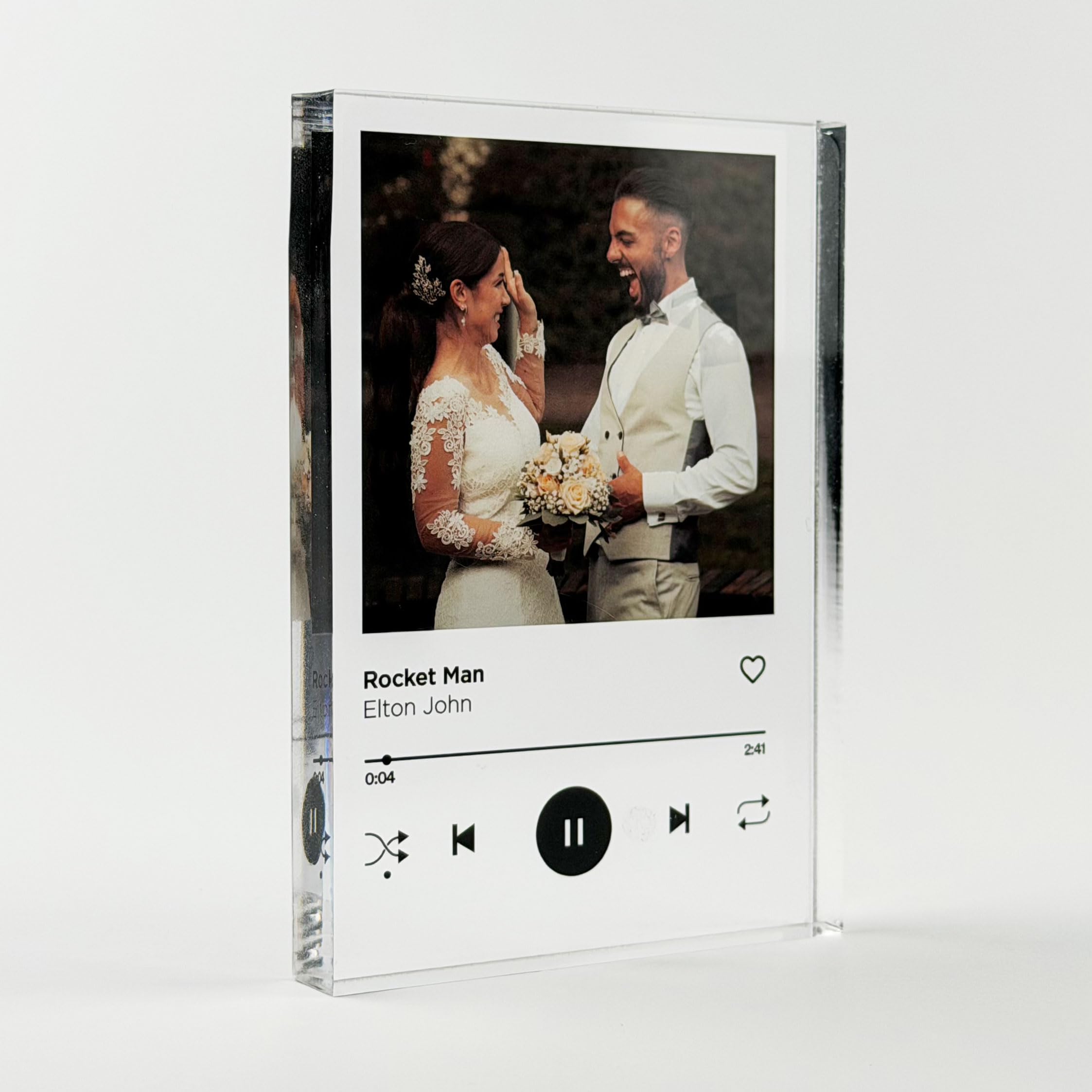 Letr Designs Clear Personalised Song Music Plaque Custom Acrylic Photo Music Plaque Spotify Style Anniversary Wedding Birthday Gift For Couples Him Her