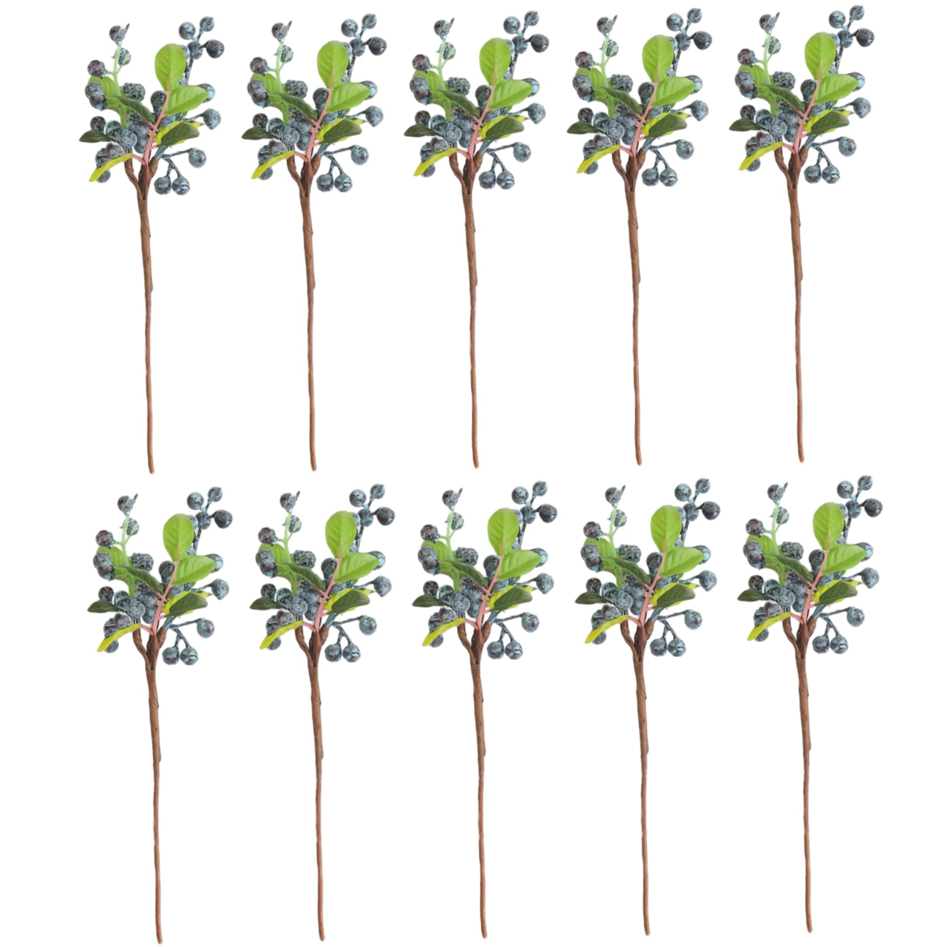 Baies bleues artificielles fausses myrtilles 10 tiges décoration maison et feuillage