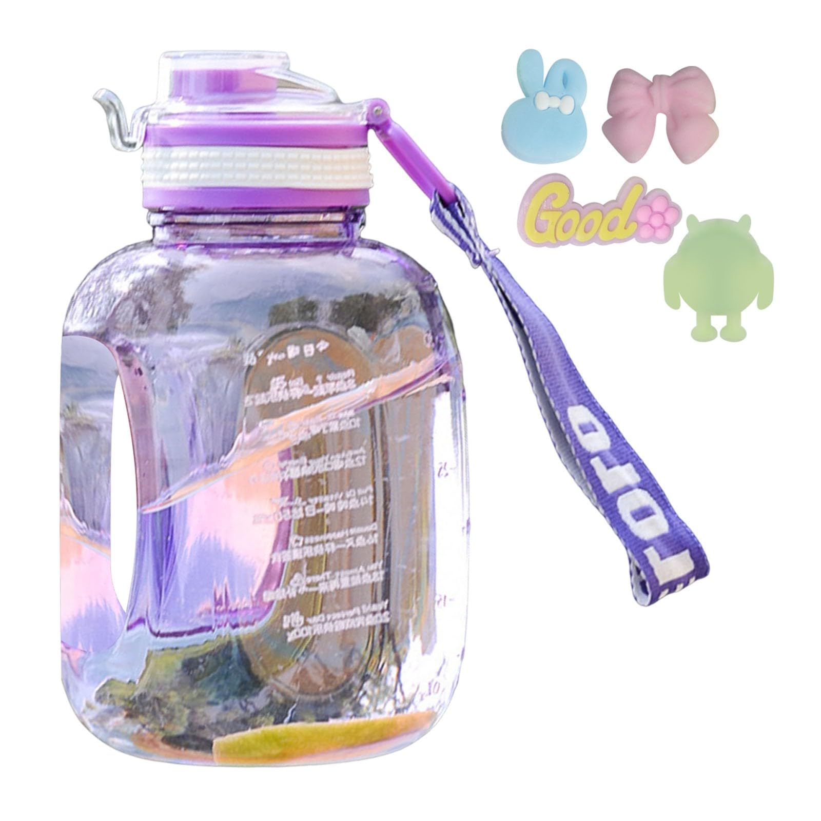 40 Oz Clear Water Bottle, Reusable Wide Mouth Leakproof Water Bottle with Strap,Clear Bpa Free Large Plastic Water Bottles for Workout Camping Outdoors Home Hiking Travel Gym Sports