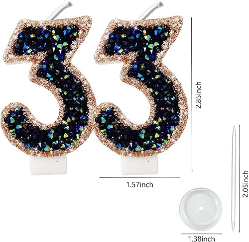 Miniatura 296 de Velas de números con purpurina de oro rosa de 2.8 pulgadas, muchos colores, regalos de cumpleaños de 22 años, velas de cumpleaños, velas de números