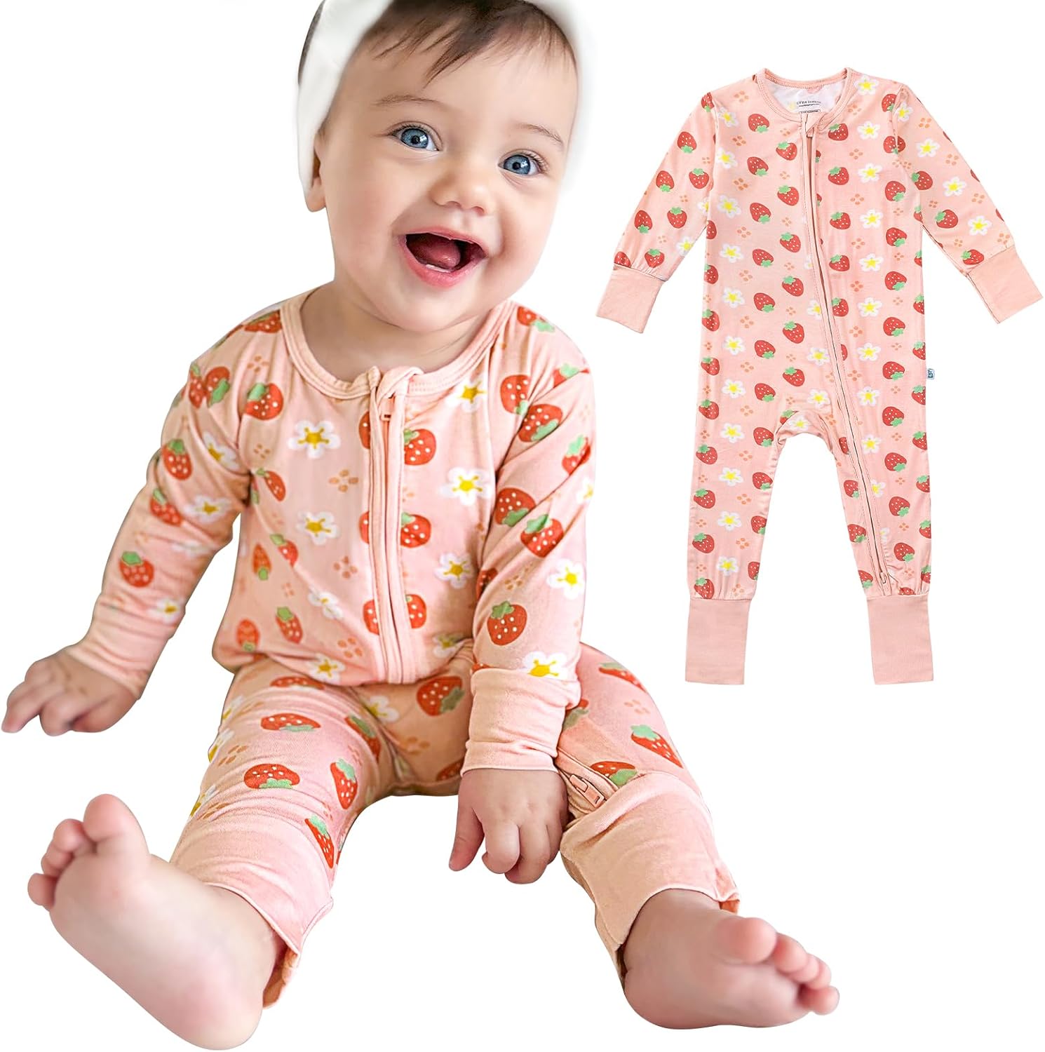 Zippered Viscose from Bamboo One-Piece Footless Sleepers Rompers Newborn - 3 Years